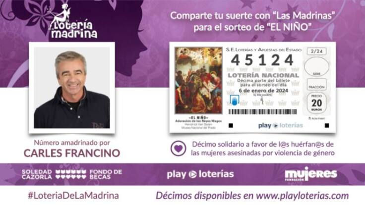 Lotería de la madrina para apoyar a los huérfanos de mujeres asesinadas por violencia machista