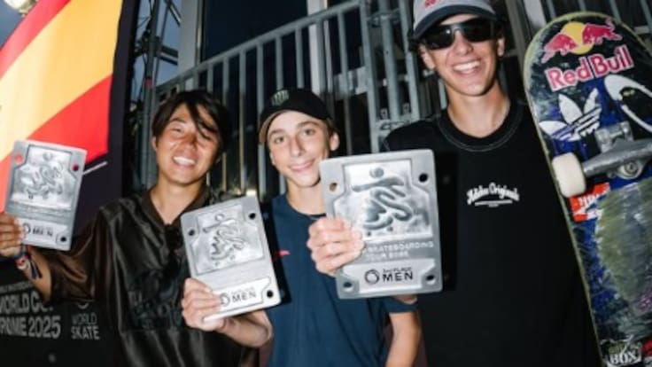 "He ido con todo. ¡No me voy a quedar con las ganas!" Egoitz Bijueska, en una nube tras ganar una prueba de la Copa del Mundo de skate con 14 años
