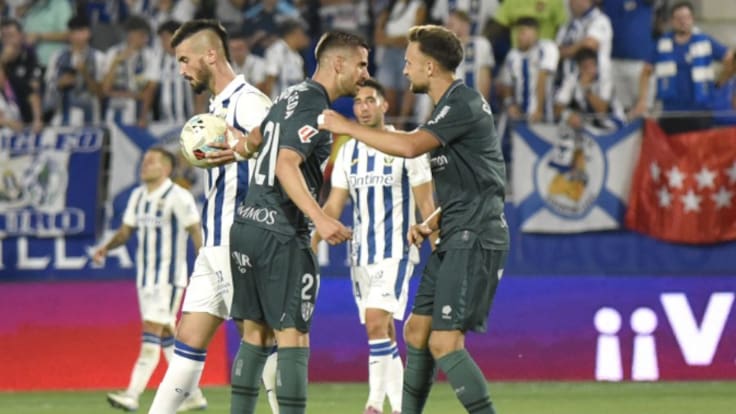 Dani Ojeda, contento con su primer gol con la SD Huesca
