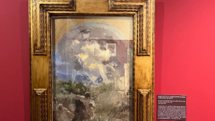 T04X08 Alcoi, avant la Festa!_L'esbós de mural de l'església de Sant Jordi realitzat per Fernando Cabrera