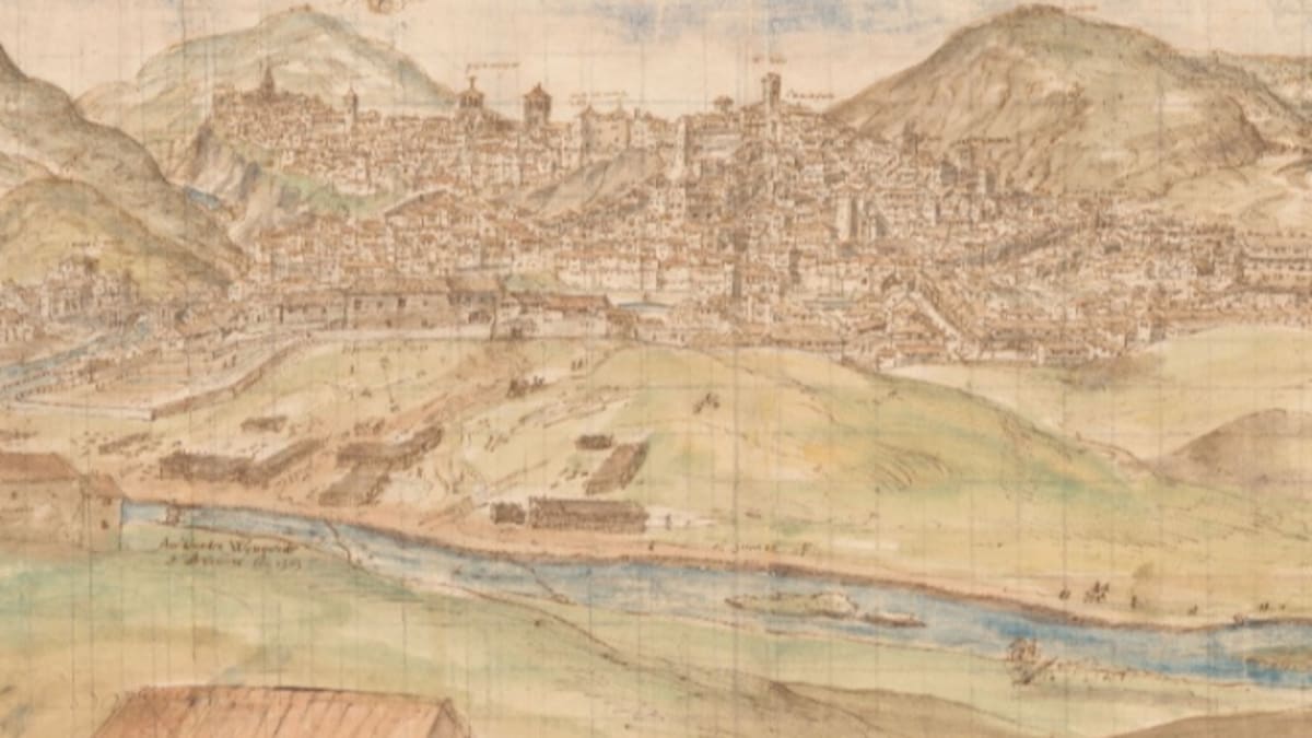 Un dibujo del siglo XVI muestra la vida en Cuenca y su río Júcar