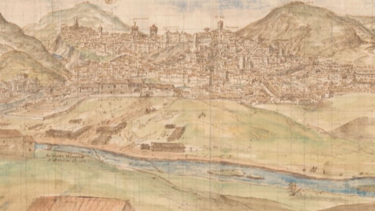 Un dibujo del siglo XVI muestra la vida en Cuenca y su río Júcar