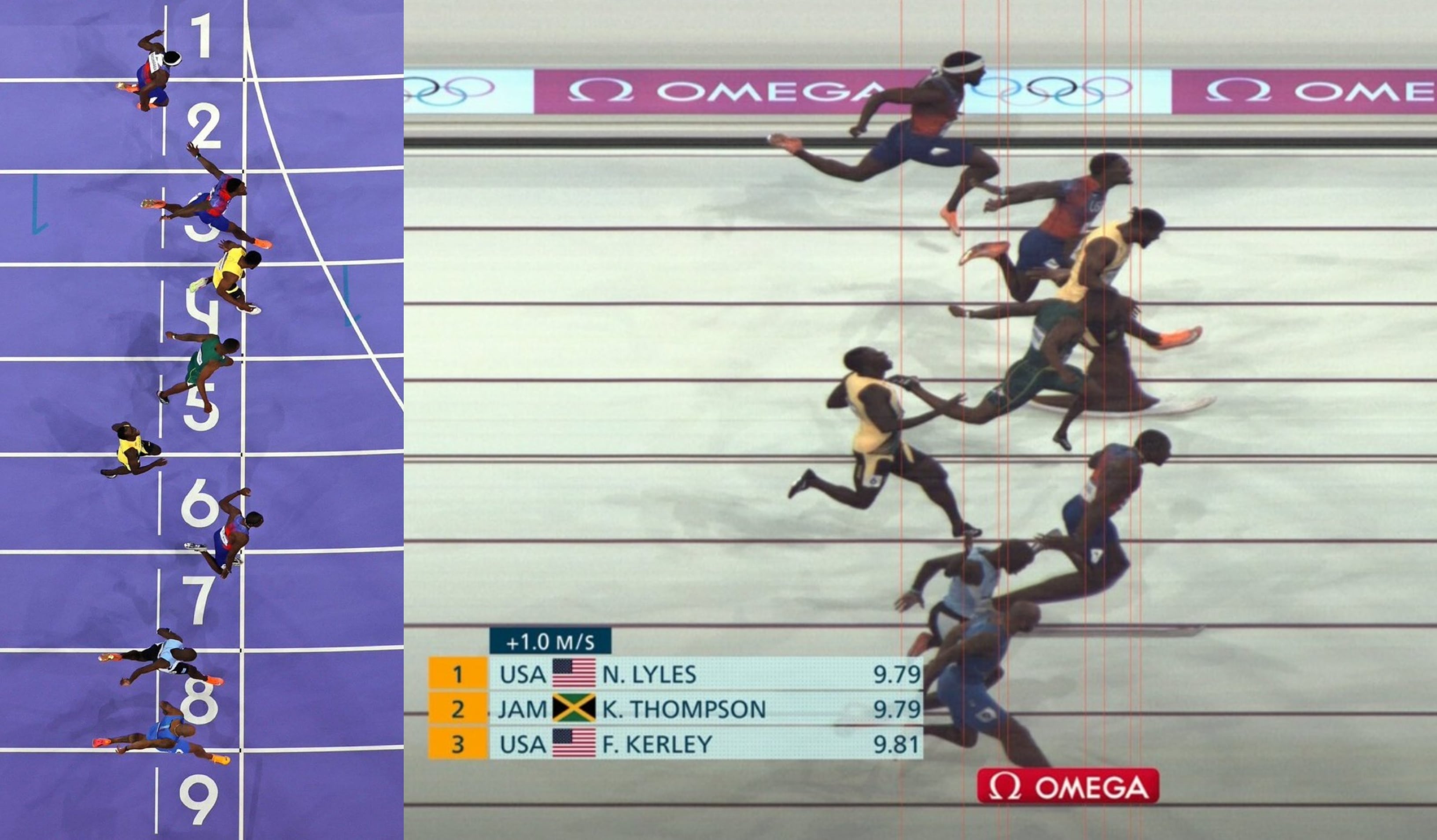 La intrahistoria de los 100 metros: Noah Lyles se colgó el oro olímpico pese a ir detrás durante 90 metros y que el pie de Thompson llegase primero